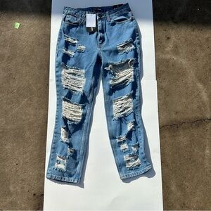 Distressed Blue Jeans